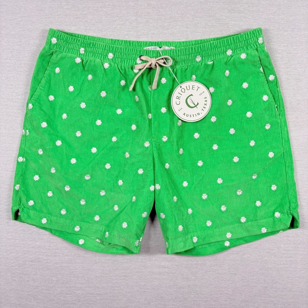 Criquet Corduroy 7" Shorts Mens Size XXL Green Shamrock Cotton Drawstring NEW